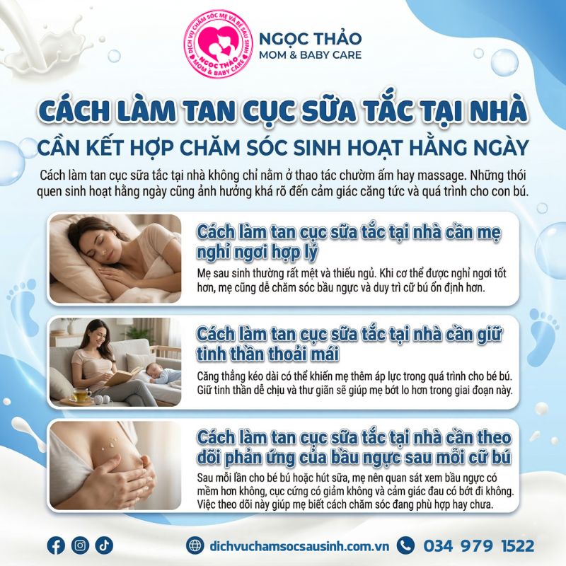 cách làm tan cục sữa tắc tại nhà